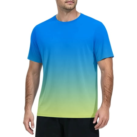 Fabrcox Sun Shirts for Men UPF 50+ Ice Silk Gradient Short Sleeve Men Fishing Shirt Sun Protection Lightweight Cooling Summer Outdoor Beach Rash Guard Mens