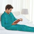 thumbnail image 6 of Sikiie Blue Green Glitter Mens Pajama Set, Soft Warm Long Sleeve Sleepwear, Cozy Button-Down Pjs for Men-Large, 6 of 7