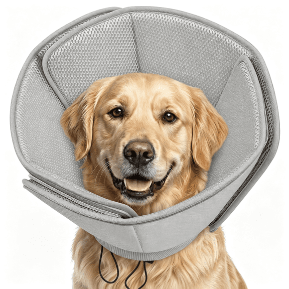GASTROPOD Soft Dog Cone,Adjustable Cones for Dogs After Surgery,Comfy Dog Cone Collar Alternative to Stop Licking,Elizabethan Recovery Collar for Large Dogs(Grey,Large)
