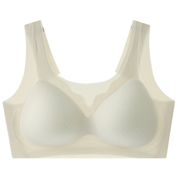 GUACER Womens Wide Strap Seamless Bra Comfort Wirefree Tank Bralette, Scalloped Mesh V-Neck Smoothing Lounge Bra