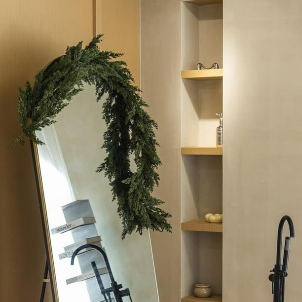 Guirlande De Cèdre De Noël - Guirlande De Cyprès Artificiel Avec Pommes De Pin - Guirlande à Feuilles Persistantes Pour La Saison Des Vacances, Cheminée, Chemin De Table, Décoration De Centre De