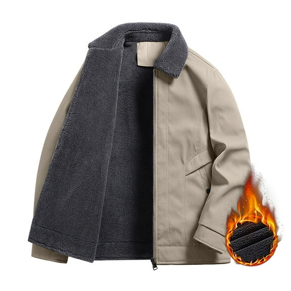 Aueoeo Men's Winter Slim Fitted Jacket Lightweight Fleece Lined Zipper Softshell Bomber Jacket With Pockets Khaki X-Large