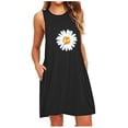thumbnail image 2 of SMihono Robe d'Été pour Femmes Grande Taille Mode Femmes Poche Marguerite Imprimée Sans Manches Ligne A Décontractée Robe de Nuit Robes, 2 of 5