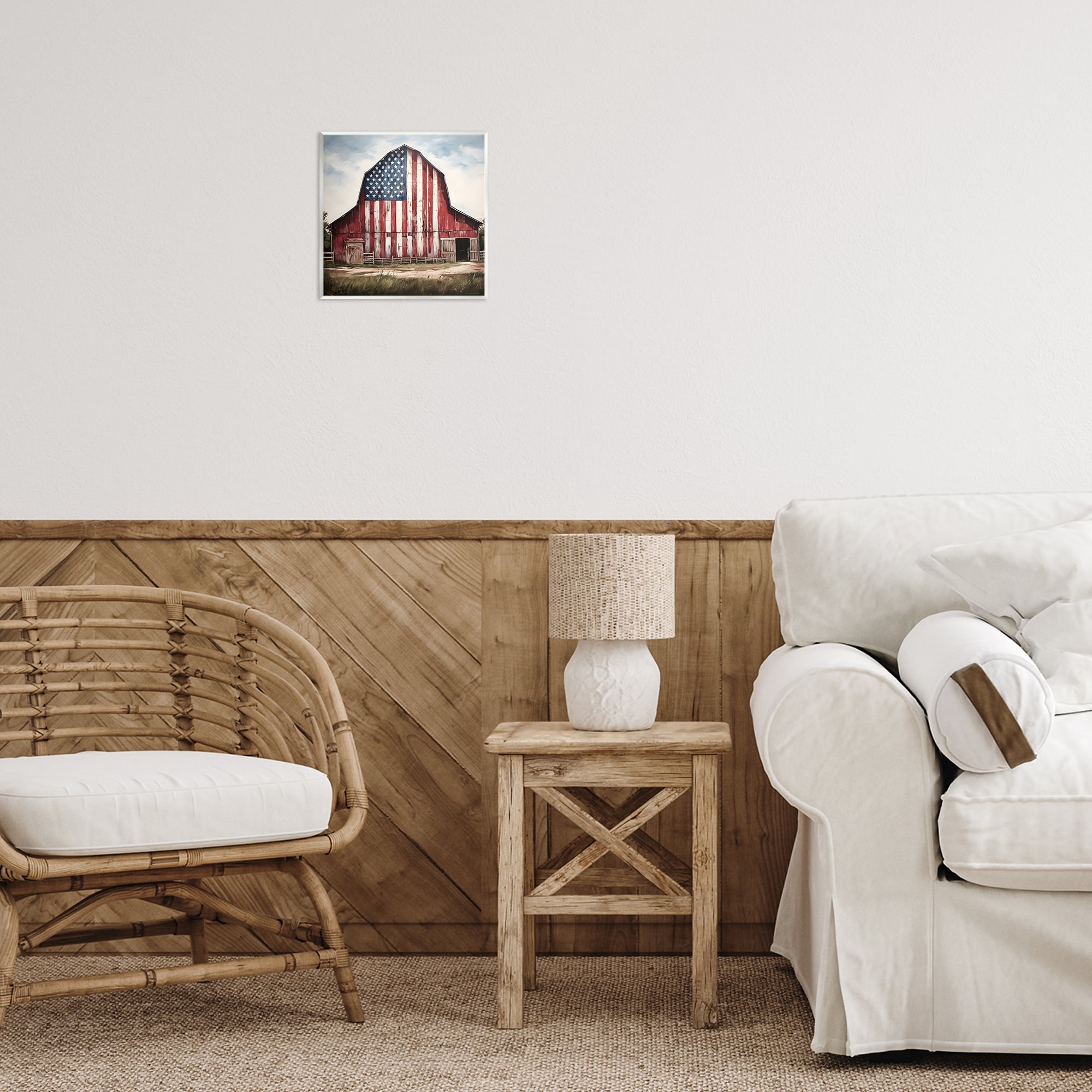 Stupell Industries Americana Barn View Landscape Painting Unframed Art Print Wall Art, 12 x 12