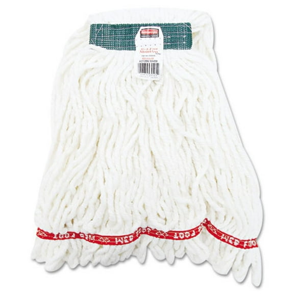 Rubbermaid Commercial Web Foot Shrinkless Looped-End Wet Mop Head Cotton/Synthetic Medium White