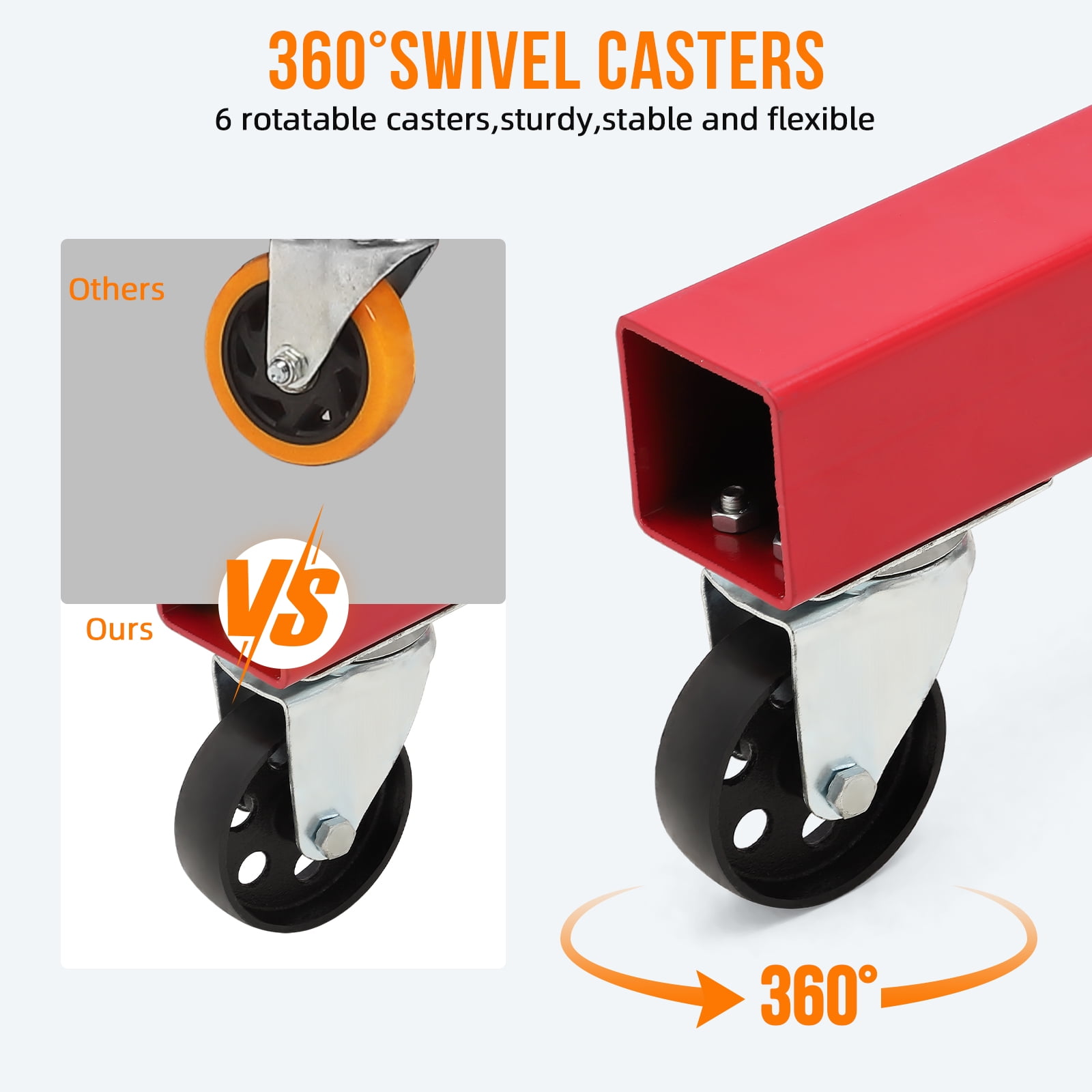 Towallmark Folding Engine Hoist, Cherry Picker with Lever and 6 Casters,Heavy Duty Hydraulic Shop Crane, 2 Ton Max, Red