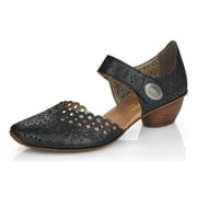 Rieker Women's 43753-00 Mirjam Low Block Heel Ankle Strap Shoes, Black, Size EU 41