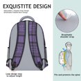thumbnail image 5 of Purple and Black Checkered Pattern Backpack for School, Cute School Bag with Adjustable Shoulder Straps and Padded Back, 15.3"x11"x6.7", 5 of 5