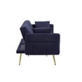 thumbnail image 3 of Newboti Modern Teddy Upholstered Accent Loveseat Sofa With Side Pocket,Folding Sleeper Sofa Bed With Foldable Armrest , Adjustable Backrest and Golden Metal Legs for Living Room,Dark Blue BN.4772, 3 of 10