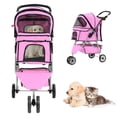 thumbnail image 6 of XF XINFENG 3 Wheeler Dog Stroller- Pet Stroller for Small Medium Dogs & Cats, Foldable Carrier Strolling Cart Pet Jogger with Zipper Door and Storage Basket Easy Walk Roadster for Puppy-Pink, 6 of 7