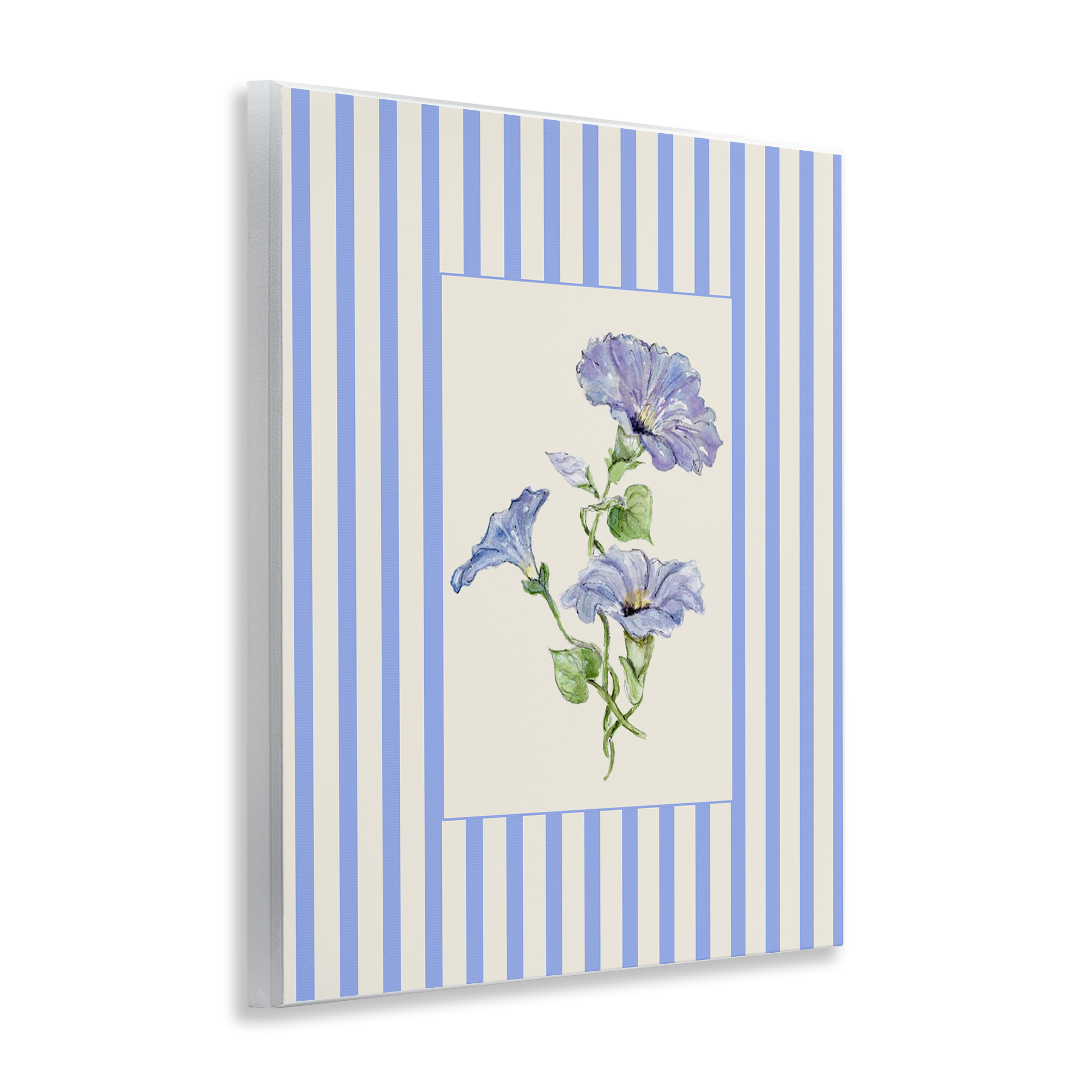 Blue Stripe Morning Glory Wall Plaque Art, design by Lisa Wehmeyer