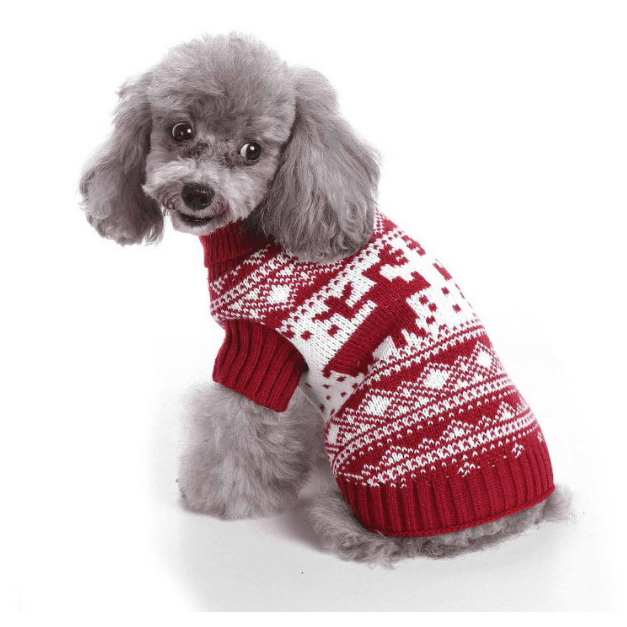 Taille XL pull de chien rouge jacquard de Noel a motif tricot pour animaux de compagnie
