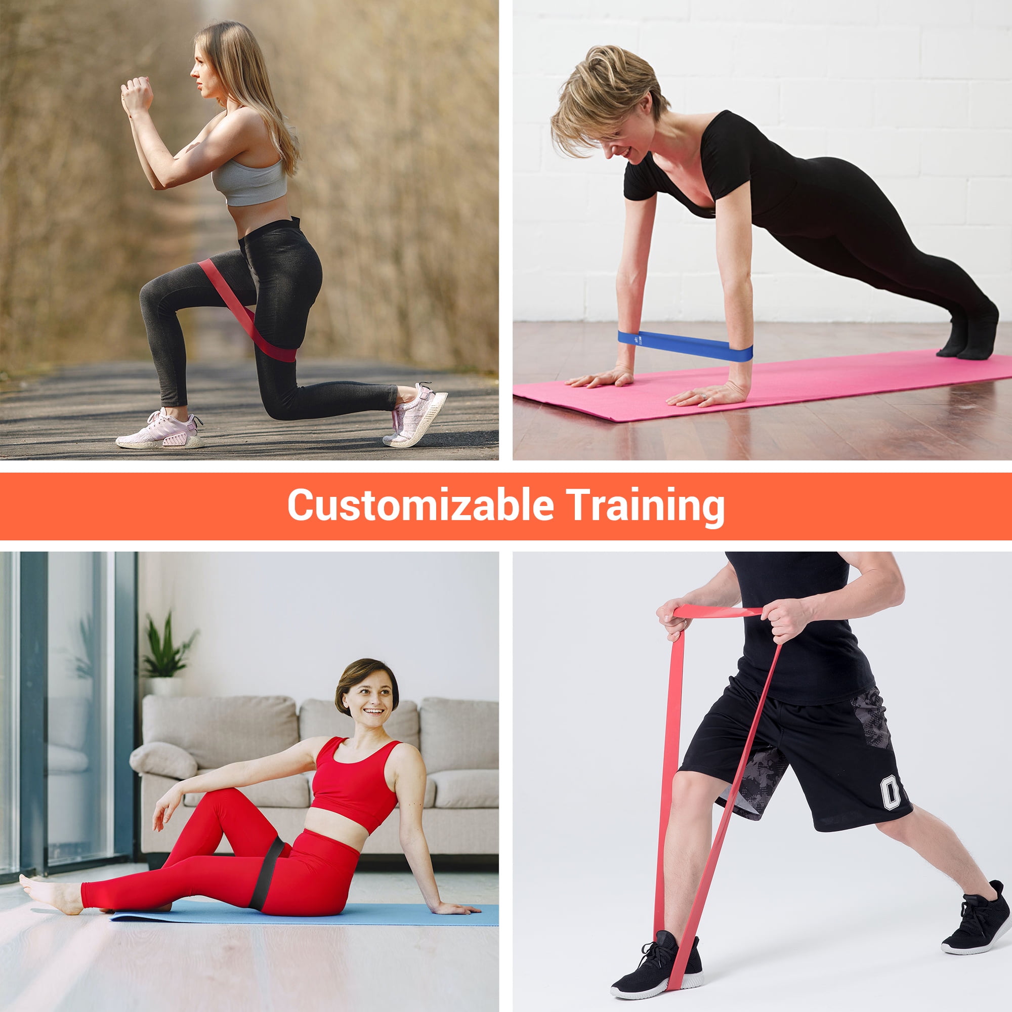 Yescom 5 Pack Resistance Loop Bands Set Workout Fitness Latex Bands Gym Home Yoga 80Lbs