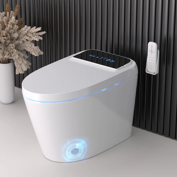 BCANHOME Smart Toilet with Built-in Bidet, One-piece Toilet Seat with Tankless Bidet Wash, Auto-open Lid, Soft-closing Heat Seat, 1.28 Gallons Auto Dual Flush, Warm Dryer, Remote Control