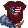 thumbnail image 5 of lcziwo Womens Memorial Shirts Summer Round Neck Short Sleeve Shirts Independence Day Graphic Patriotic Family T Shirt Wine XL, 5 of 5