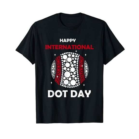 Polka dot baseball player Happy Dot Day Black T-Shirt