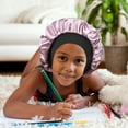 thumbnail image 6 of SENGTERM Kids Satin Bonnet Double Layer Wide Elastic Band Sleep Cap Hair Bonnet Silky Night Cap for Toddler Child(2-8T), 6 of 6
