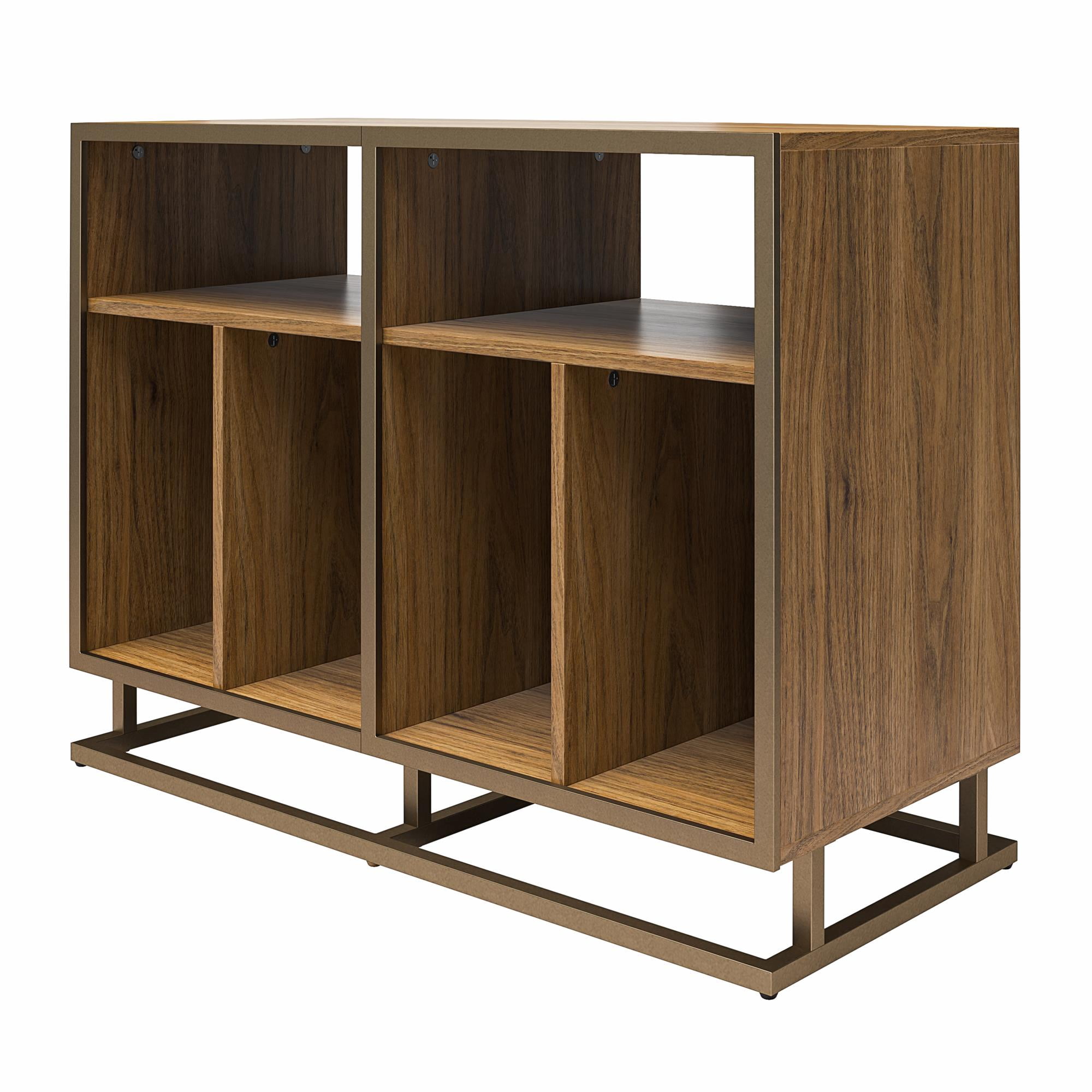 Novogratz Regal Double Wide Record Station/Accent Cabinet, Walnut