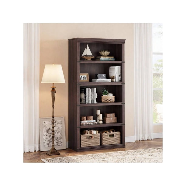 5-layer retro style 62.87-pulgada high estante - abiertos almacenamiento, floor-standing para exposición gabinete, easy to assemble, ideal para para sala de estar, dormitorio, y oficina