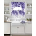 thumbnail image 3 of Purple Garden Florals Swag Kitchen Curtains Sets for Windows 24 Inch Length, Spring Leaves Botanical Short Window Curtain Panels Swags Valances and Tiers 3 Piece Set for Cafe/Dining Room, 3 of 5