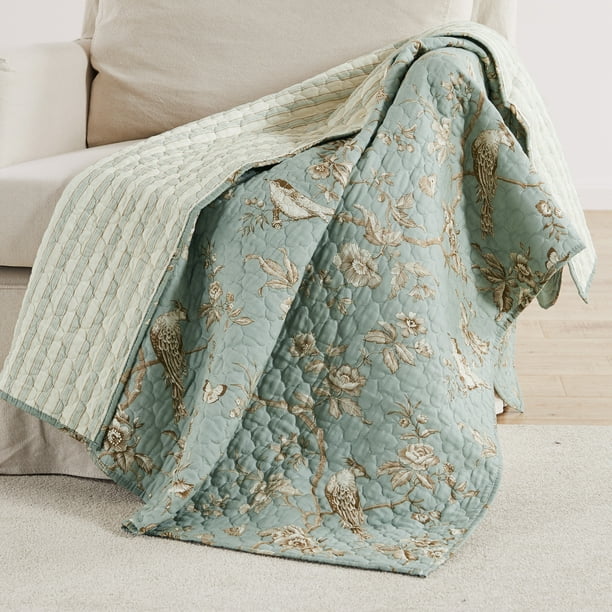 Levtex Home Lyon Teal Quilted Throw 50x60in. Toile Teal