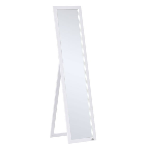 Full Length Mirror Floor Standing/Wall Mounted, White Rectangle Mirror for Bedroom Living Room, 60.75”x14.5”, Adjustable Freestanding Mirror