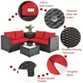thumbnail image 5 of Gymax 5PCS Patio Rattan Furniture Set Fire Pit Table w/ Cover Storage Cushion Red, 5 of 10