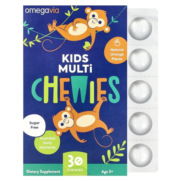 OmegaVia Kids Multi Chewies, Age 3 , Natural Orange, 30 Chewies