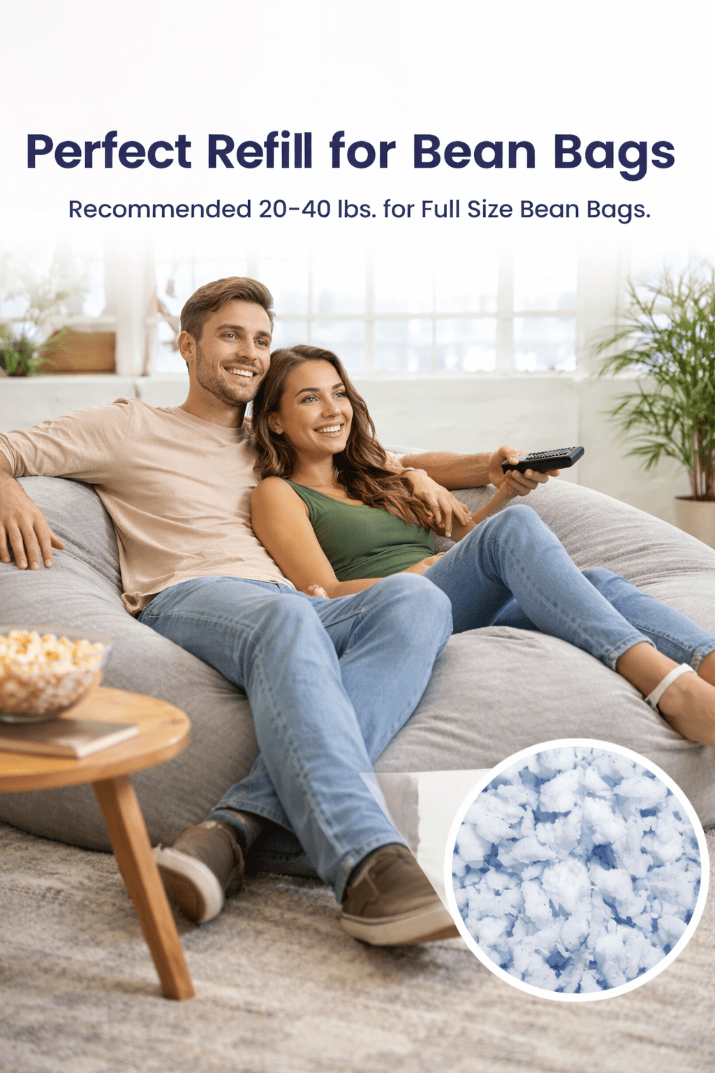 QQbed Shredded Memory Foam Fill, 40 lb, Bean Bag Refill for Pillows, Cushions and Crafts