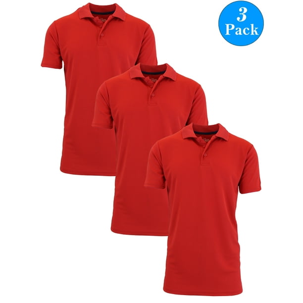 Men's Dry Fit Moisture-Wicking Polo Shirt (3-Pack)