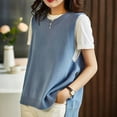 thumbnail image 2 of RMGVDSD Women's Sleeveless Sweater Vest Loose Fit Crew Neck Pullover Ribbed Knit Sweater Vest Tops Fall Clothes Solid Color Soft Sweater Fashion Outfit /Blue, 2 of 9