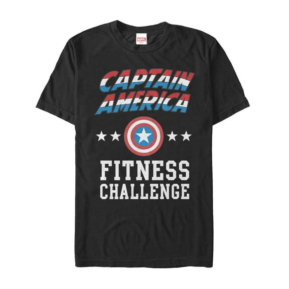 Men's Marvel Captain America Fitness Star Graphic Tee Black Medium