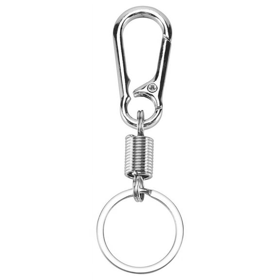 Sturdy Carabiner Key Chain Key Ring Polished Key Chain Spring Key Chain Business Waist Key Chain, Silver