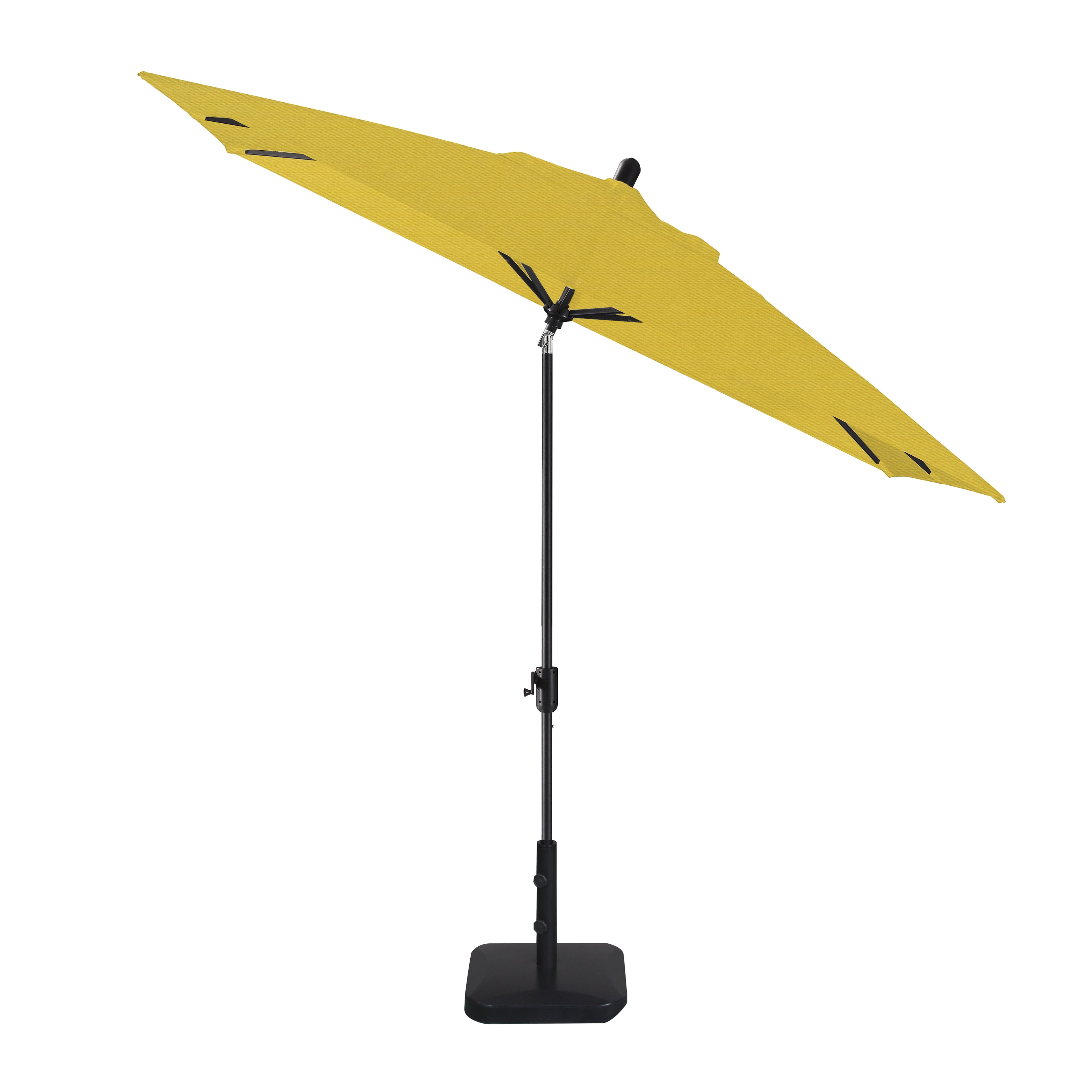 Amauri Outdoor Living - Laguna Cove 10' x 6.5' Rect Auto TiltMarket Umbrella, Black Sapphire Frame, Sunbrella Sunflower Yellow Shade