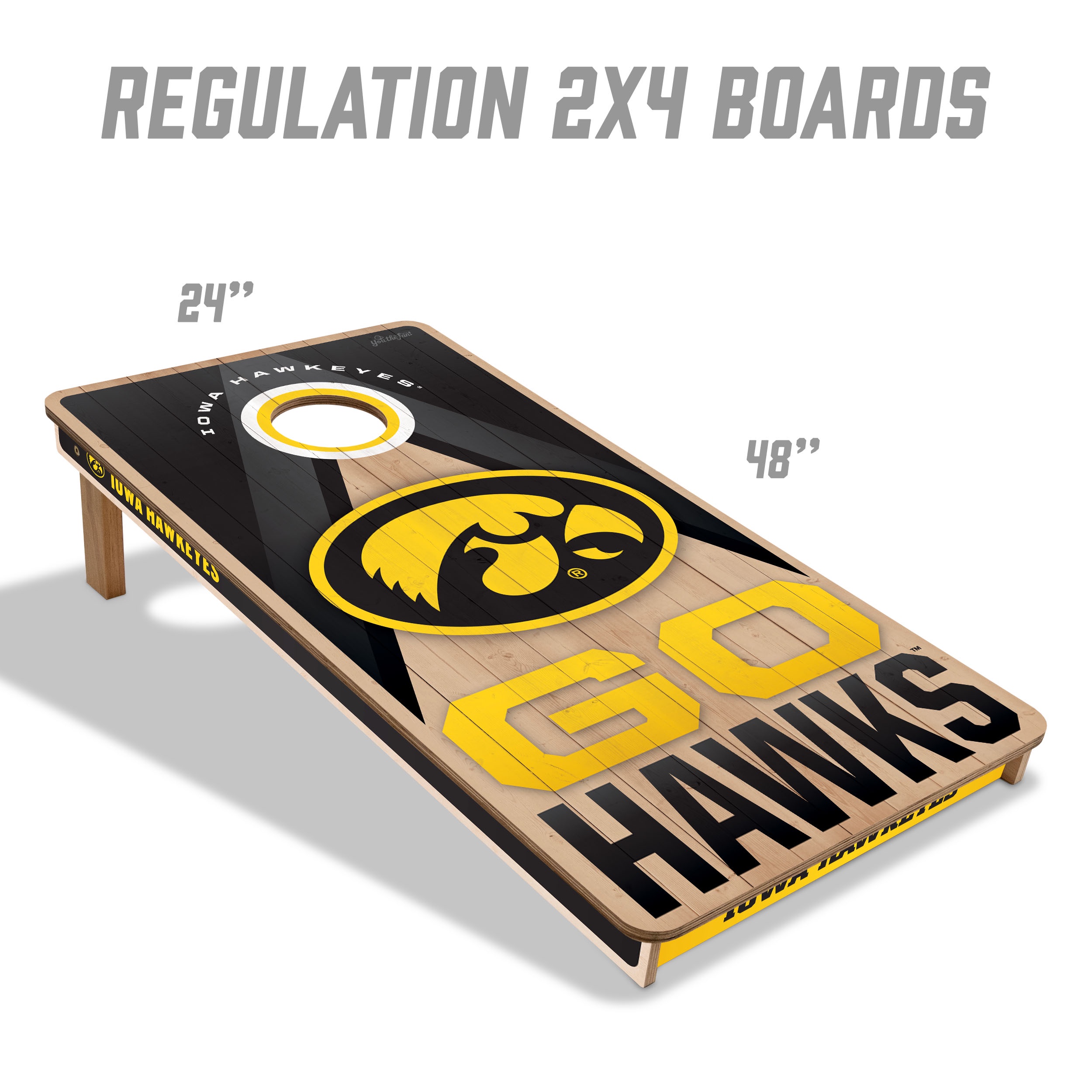 YouTheFan NCAA Iowa Hawkeyes 2x4 Slogan Series Cornhole