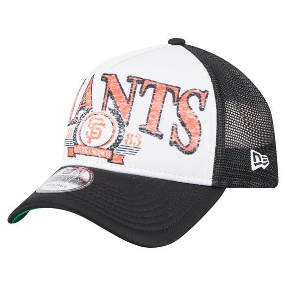 Men's New Era Black San Francisco Giants Distressed 9FORTY A-Frame Adjustable Trucker Hat