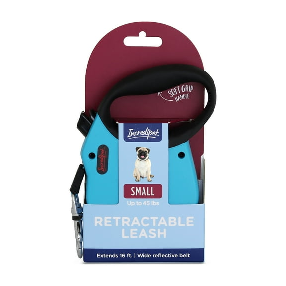 Incredipet Reflective Retractable Blue Leash for Small Dogs
