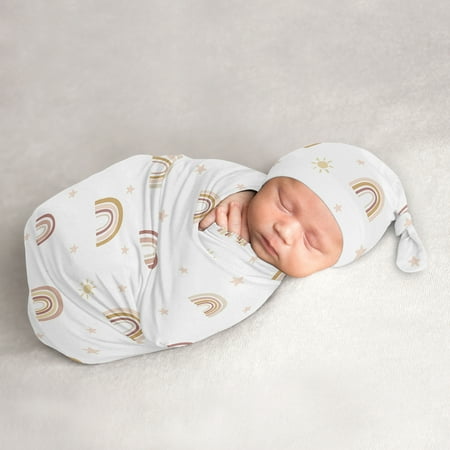 UPC: 0846480095118 | Sweet Jojo Designs Boho Rainbow Girl Baby Cocoon and Beanie Hat Sleep Sack Set