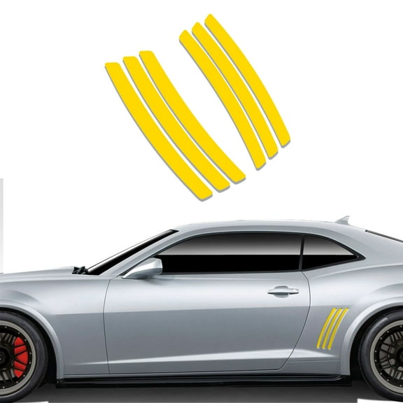 Xotic Tech 6pcs Car Body L&R Side Vent Insert Stripe Decal Vinyl Inlay Side Vent Gill Sticker Compatible with Chevrolet Camaro 2010-2015 (Yellow)