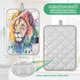 thumbnail image 3 of Two Pieces Of Square Heat Insulation Pad Oven Mitts 7x9.8 Inch Oven Microwave Kitchen Cooking Baking Watercolor Beautiful Lion, 3 of 7