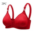 thumbnail image 2 of Elainilye Fashion Womens Bras No Underwire Full Support Bra 2 Pcs Oversized and Thin Underwear Ring Side Fold Breast Lift Bra,Red, 2 of 4