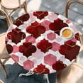 thumbnail image 4 of Round Table Cover 45-54 Inch Red Geometric Moroccan Waterproof Reusable Table Cloth Round Fitted Vinyl Tablecloth with Elastic Edged for Parties Outdoors, Abstract Art Red Ombre Modern, 4 of 6