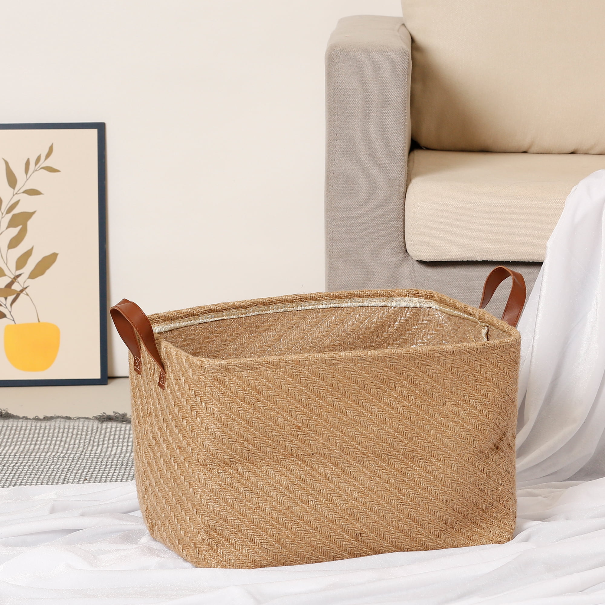 Unique Bargains Fabric Storage Cube Storage Bin Storage Basket Khaki Arrow