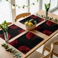 thumbnail image 5 of Placemats for Dinning Table Set of 8, Red Rose Vintage Abstract Garden Flower Floral Black Burlap Kitchen Place Mats Waterproof Cloth Table Mats, Indoor Outdoor Placemats Easy Clean Dinner Decor, 5 of 8