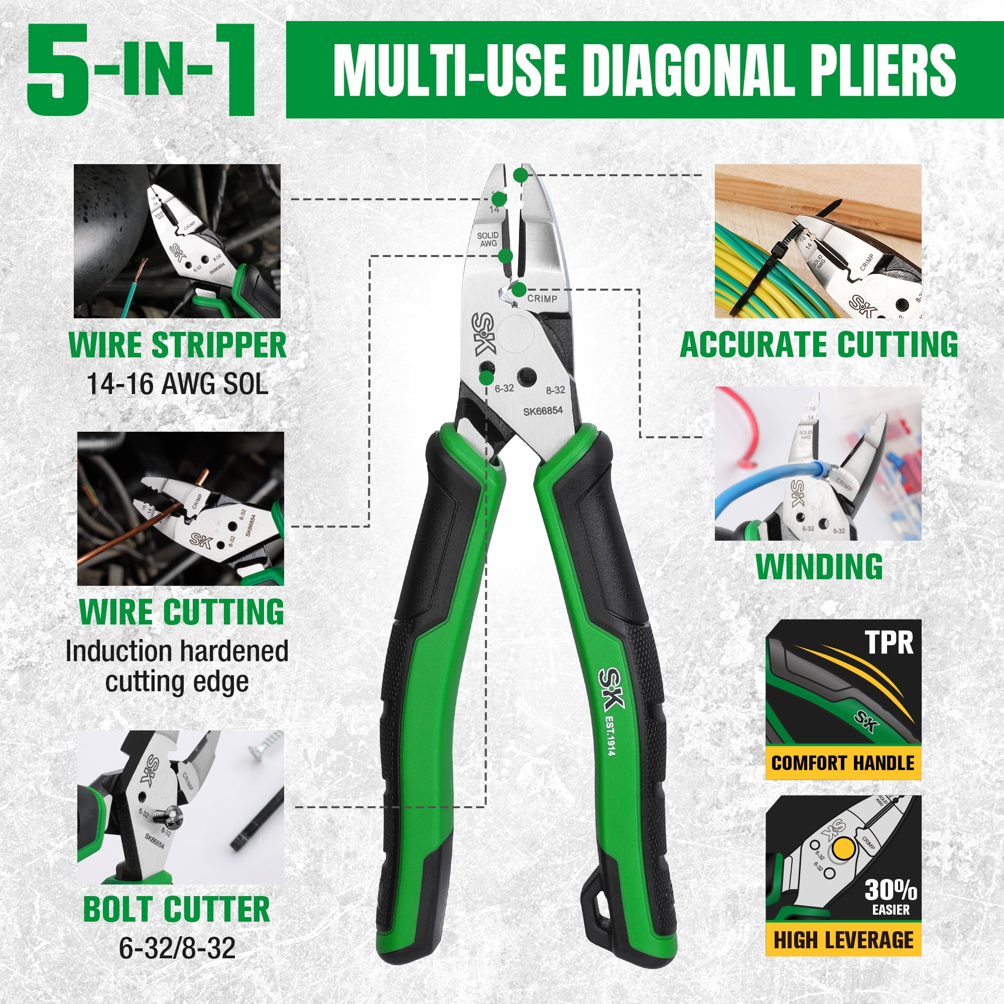 SK Hand Tools SK01326 3 Piece Pliers Set