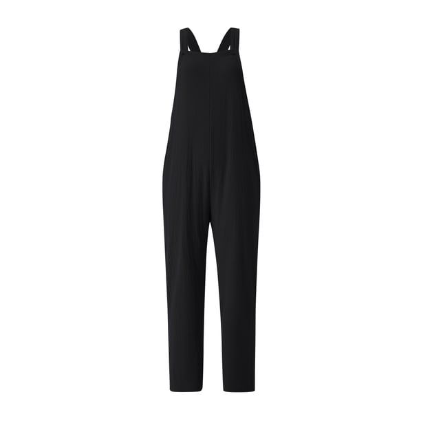 VISgogo Pantalones con tirantes para mujer, peto ajustado de color sólido con bolsillo para mujer, S/M/L/XL/XXL VISgogo moda