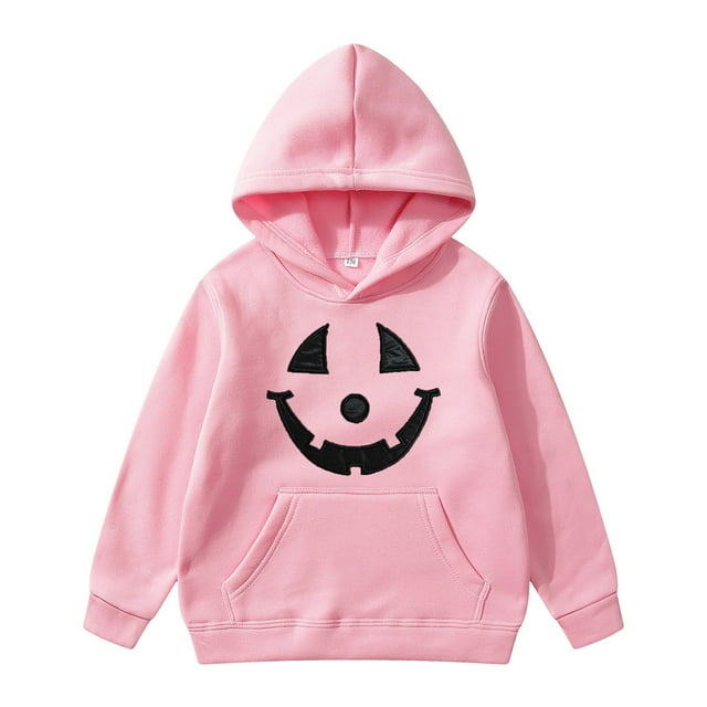 Aocisk Chandail à Capuchon pour Garçons avec Imprimé d'Halloween, Veste Douce, Confortable, Tenue Décontractée pour Enfants, Rose, 2-3 Ans