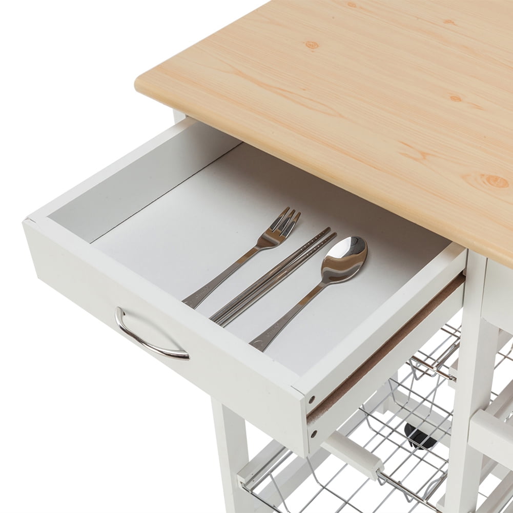 Kadyn Moveable Kitchen Cart, Kitchen Island Cart with Two Drawers & Two Wine Racks, Multifunctional Microwave Cart Bar Cart with hree Baskets, White Kadyn Moveable Kitchen Cart, Kitchen Island Cart with Two Drawers & Two Wine Racks, Multifunctional Microwave Cart Bar Cart with hree Baskets, White