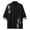 Black, variant on Mens Bamboo Print Shirt Neck Button Front Elbow Sleeve Traditional Loose Fit Casual Top Kung Fu Tees