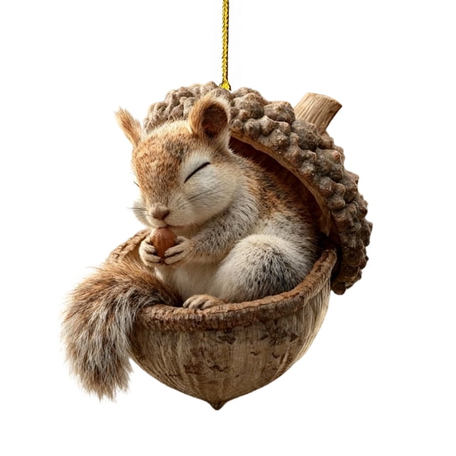 Adornos de animales del bosque en forma de bellota 2D, decoración para fiestas y árboles de Navidad.